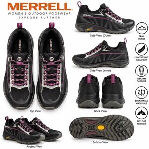 Merrell Womens Shoe Size 11 Siren Edge Q2 Black Purple Trail Running Shoe Vibram